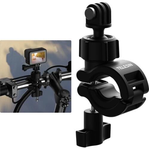 TELESIN DJ-HBM-001 Action Camera Handlebar Mount Motorcycle Bike Mount Holder 360° Rotation Adjustable for GoPro Hero 9/8/7/6