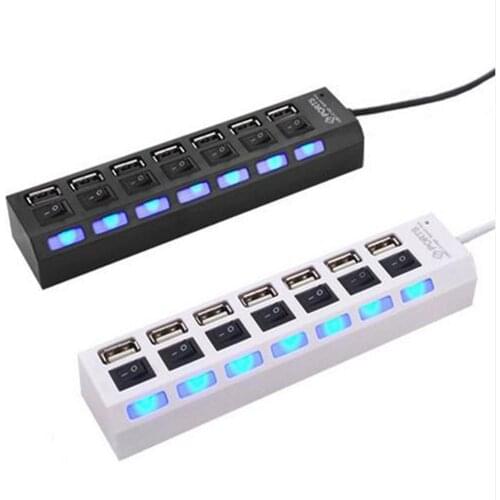 Usb 7 Port Independent Switch With Light Hub With Line Splitter Hub Extender