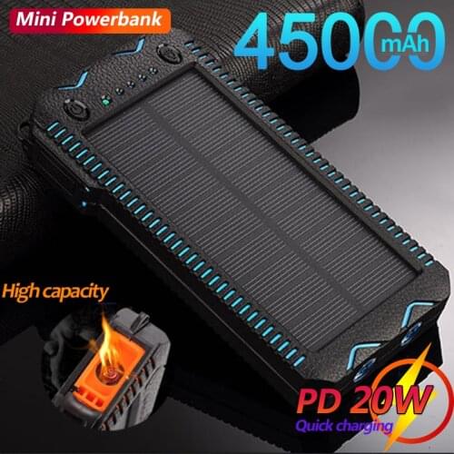 50000mAh Solar Charger Waterproof Power Pack Outdoor Emergency External Battery with SOS LED Backup Battery Outdoor Igniter