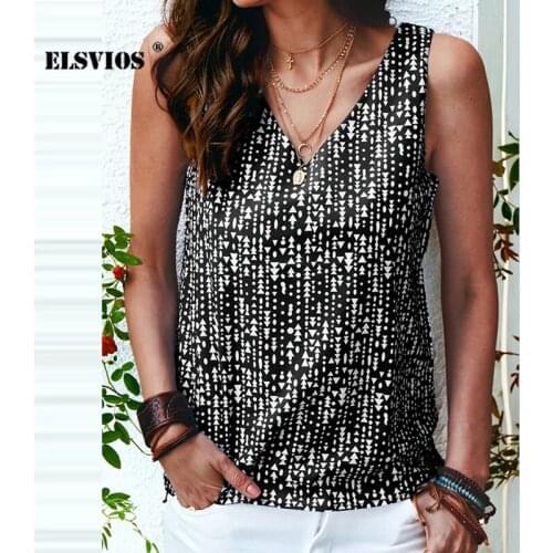2021 Summer Women Fashion Sleeveless Print Vintage Tank Tops Casual V Neck Bohemian Beach Party Elegant Holiday Pullover T-shirt