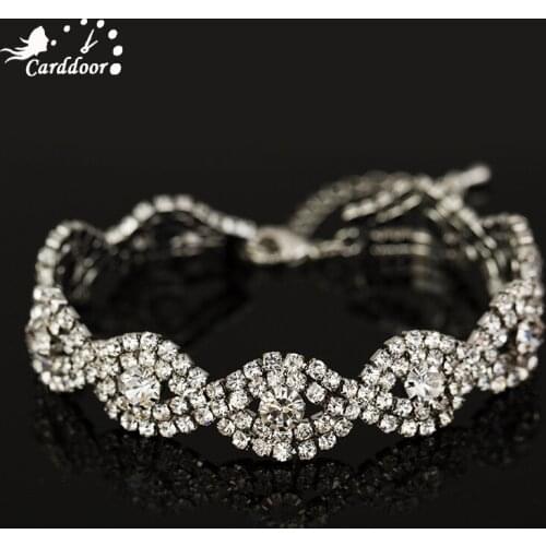 Carddoor 4 colors Crystal Bracelets Bangles Fashion Jewelry Charms Chain Link Bracelet for Women Party Rhinestone Accessories