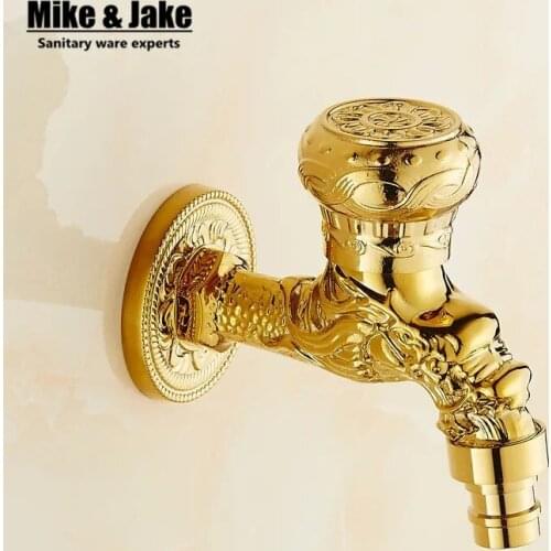 Golden brass spout for basin faucet washing machine tap single cold mop sink faucet single cold mop tap garden cold garden tap