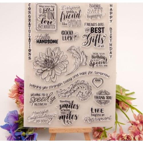 1pc Alphabet Flower Silicone Clear Seal Stamp DIY Scrapbook Diary Coloring Embossing Album Decor Rubber Stamp Handmade Reusable
