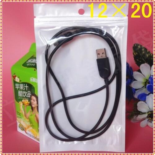 12cm*20cm White / Clear Self Seal Reclosable Zipper Plastic Retail Packaging Bag, Ziplock Bag Retail Storage With Hang Hole, DHL