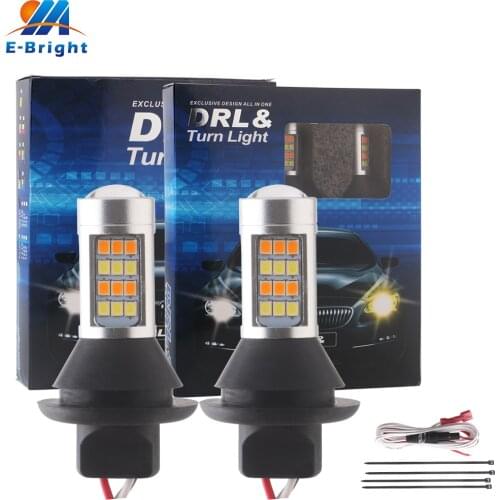 1set Canbus Dual Color DC12V P21W 2835 42 SMD Led Bulb 1156 BA15S BAU15S 3156 7440 Turn Driving Tail Lamp White&Amber Switchback