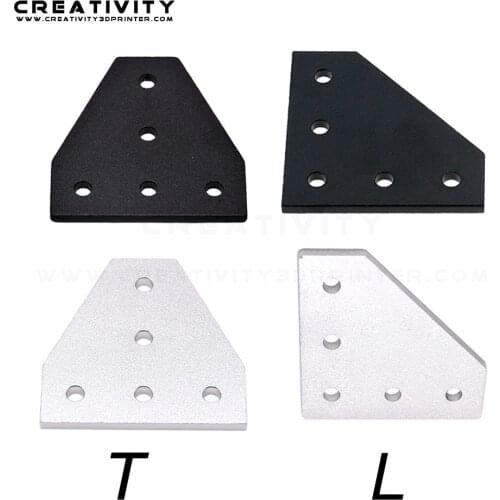 2pcs/lot 5 Hole Black/Silver Joint Board Plate Corner Angle Bracket Aluminum Profile Connection Joint Strip for 2020 Aluminum Pr