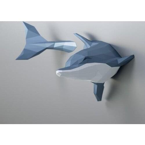 3D Wall Paper Ocean Dolphin Model Boys Birthday Party Pre-cut Papercraft Art Charizard Home Decor Decoration DIY Toys Girls