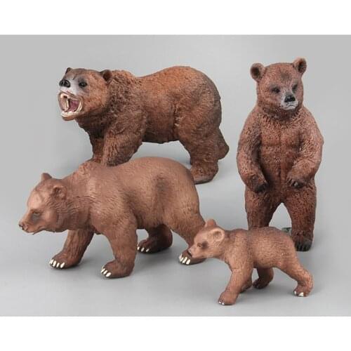 4Pcs Lifelike Brown Bear Model Figure, for Kids and Toddlers, Science Nature Educational Toy, Birthday Present