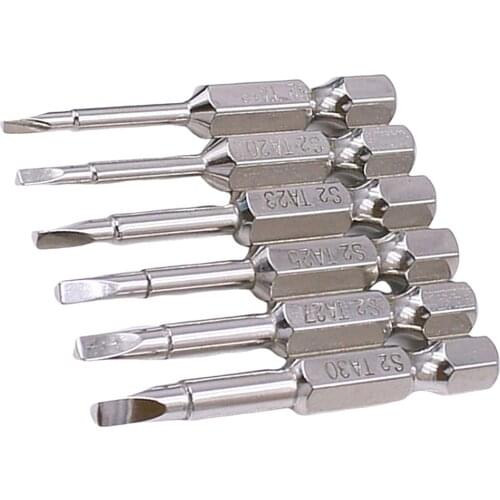 6pcs S2 50mm Steel Triangular Head Screwdriver Tip 1/4 Hexagon Shank