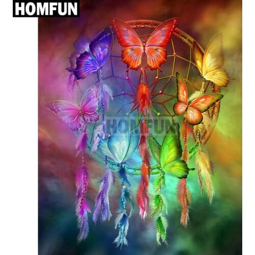 HOMFUN Full Square/Round Drill 5D DIY Diamond Painting "Butterfly dream" Embroidery Cross Stitch 5D Home Decor Gift A02441