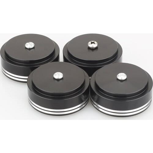 Aluminum Audio Amplifier Speaker Feet 39 x 17mm Spikes Black / Silver Ring Machine Mats Pads