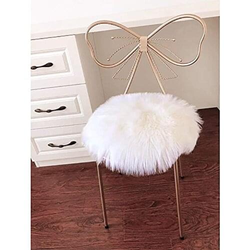 Free Ship Super Soft Round Seat Cushion Faux Fur Sheepskin Chair Pad Plush for Living & Bedroom Sofa, 1.2ft x 1.2ft,White