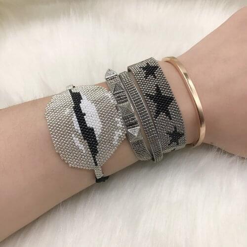 BLUESTAR Lips Bracelet Women MIYUKI Glass Bead Bracelet Star Pulseras Mujer Moda Tassel Handmade Bead Loom