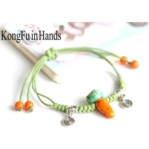 Small Fresh Forest Sweet And Lovely Small Radish Ceramic Hand-Woven Bracelets Literary Simple To Send Girlfriends Gifts Jewelry