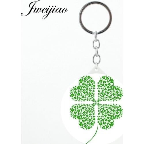 JWEIJIAO green simple Clover keychain Makeup mirrors Lucky Round Health Accessories mini mirror keychains for ladies QF336