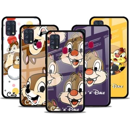 Disney Chip 'n' Dale cute for Samsung Galaxy S21 Ultra A71 A51 4G 5G A91 A81 A41 A31 A21 A11 A01 Tempered Glass Phone Case