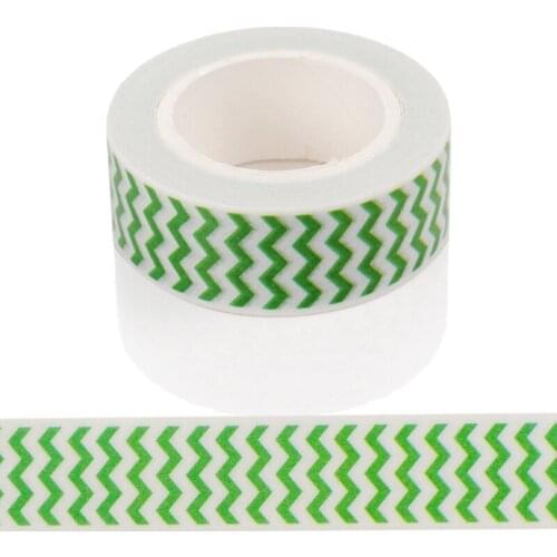 10m*15mm Bright Green Waves Washi Tape Pattern Masking Tape Decorative Scrapbooking DIY Office Adhesive Tape 1 PCS