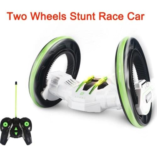 EBOYU Two Wheels RC Stunt Race Car, RC Car with LED Headlights, Double-sided Tumbling, Extreme High Speed Rotating RTF