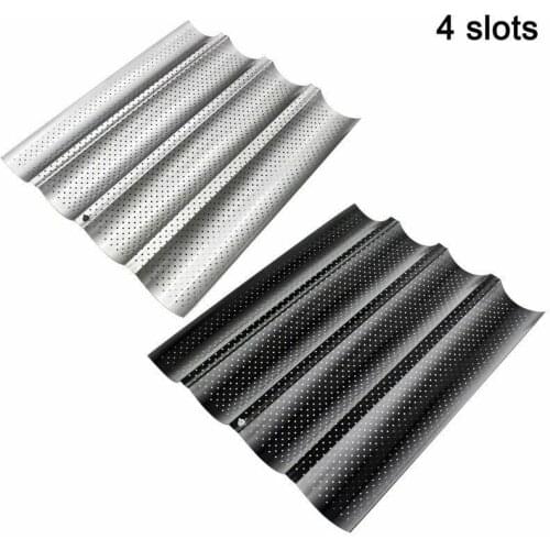 4 Groove French Bread Baking Mold Rectangular Non-stick Form Metal Dish Wave Tray Practical Cake Loaf Baguette Pans Tools Home