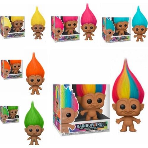Funko POP Trolls Rainbow Troll 01# TEAL TROLL 02# YELLOW GREEN PINK TROLL 03# ORANGE TROLL 04# Vinyl Action Figures Toys TROLL