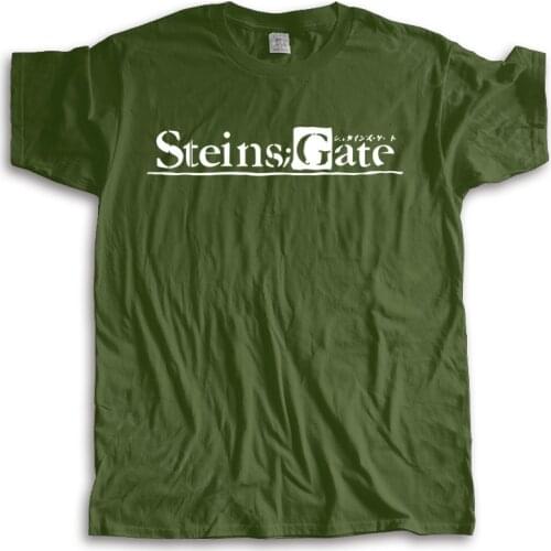 Cotton Tshirt mens summer Tops Steins Gate Future Gadget Laboratory Science Anime T shirt Tee Rintarou Okabe summer teeshirt