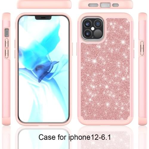 Hot Selling PC with TPU 2in1 Glitter leather phone case for iPhone 12 mini pro max 11 XS X XR 7 8 6 plus SE 2020 5s GD010103