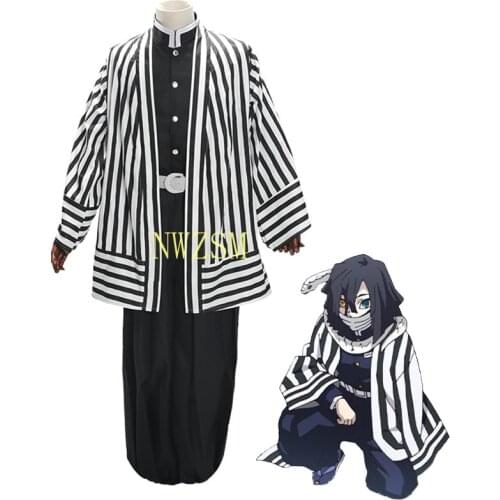 New Demon Slayer Kimetsu No Yaiba Iguro Obanai Cosplay Costume Disfraz Iguro Obanai Kimono Ghost Squad Clothes Uniform Wig Adult
