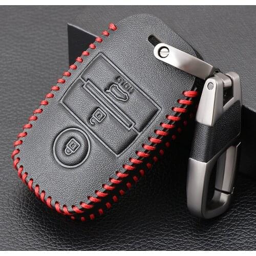 3 Button Leather Car Remote Key Case Cover Protector Holder For Kia KX3 KX5 K3S RIO Ceed Cerato Optima K5 Sportage Sorento