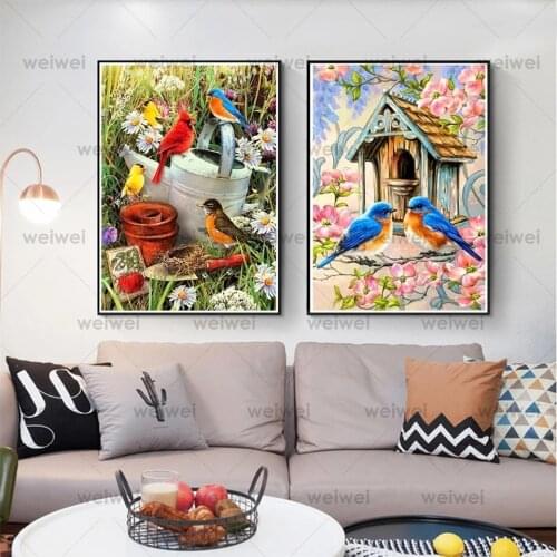 Square Diamond Painting Diy Cross Stitch Kit Bird Decoration Painting 5D Rhinestone Embroidery Mosaic Embroidery Gift