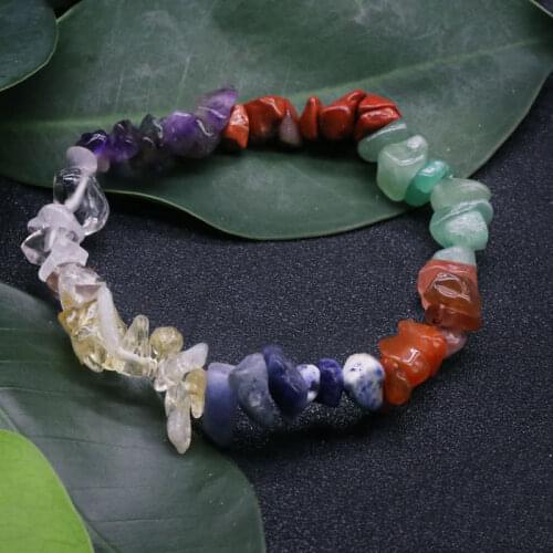 Healing Jewelry Natural Crystal Bracelets for Women Men Reiki Rainbow Citrines Stone Chips Gravel Beads Strand 7 Chakra Bracelet