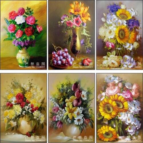 MYCELLA New Arrival Embroidery Cross Flowers Poppy Diy Diamond Painting Full Mosaic Vase Picture Pattern Cross Stitch Rhinestone