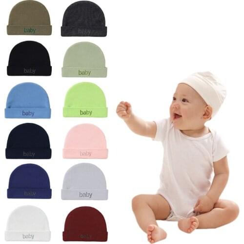 Baby Infant Solid Color Beanie Hat Toddler Soft Cotton Cuffed Newborn Bonnet