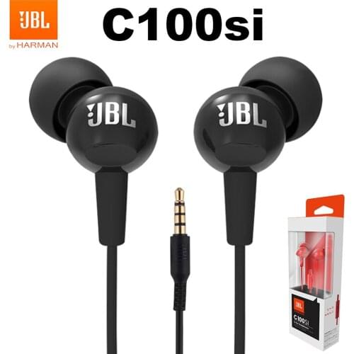 Original JBL C100Si 3.5mm Wired Stereo Earphones In-ear Deep Bass Music Sports Gaming Headset Earphone Handsfree Call with Mic