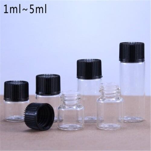 100pcs 1ml 2ml 3ml 5ml clear Glass Bottle Empty For Essential Oil Bottle Glass Bottles For Oil Perfume Mini Refillable Bottle