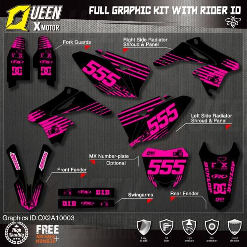 Queen X MOTOR Custom Team Graphics Decals Stickers Kit For SUZUKI Decal 2010-2018 RMZ250 003