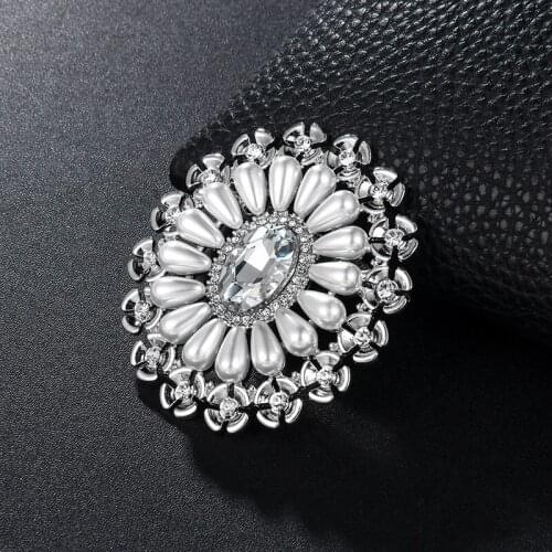 Luxury BIg Crystal Brooch Pin Custom Brooches Oval Office Lapel Pins Fashion Jewelry Pearl Brooches For Women Girls Gifts New