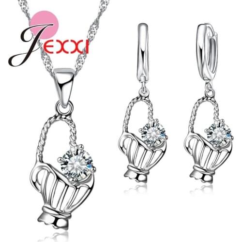 Luxury Design Fine Crystal 925 Sterling Silver Earrings Necklaces Bridal Jewelry Sets Wedding Accessories