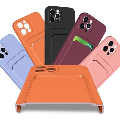 Luxury Original Silicone Full Protection For iPhone SE 2020 12 11 Pro Max X XR Xs Max 7 8 Plus With Card Wallet Holder Phone