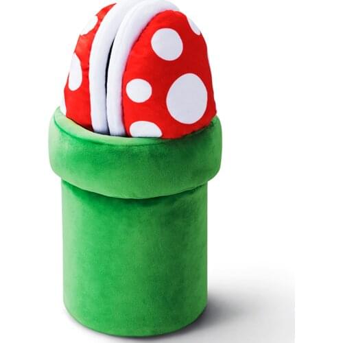 TISOSO Super Mario Piranha Plants Plush Slippers Unisex Warm House Slippers with Green Warp Pipe Plush for Adult Kids
