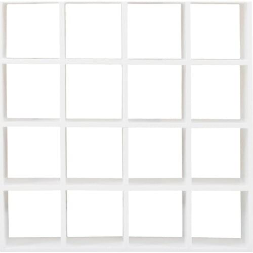 X7AB Miniature White Wooden Storage Rack 16 Grid 1: 12 Dollhouse Shelves Display Wall Rack Bookshelf Doll House Decor Dollhouse