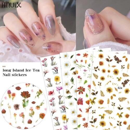 HNUIX 1 sheet Colorful Flower Nail Art Stickers Gradient Flower Sticker Decals Decorations Manicure Tips Tools
