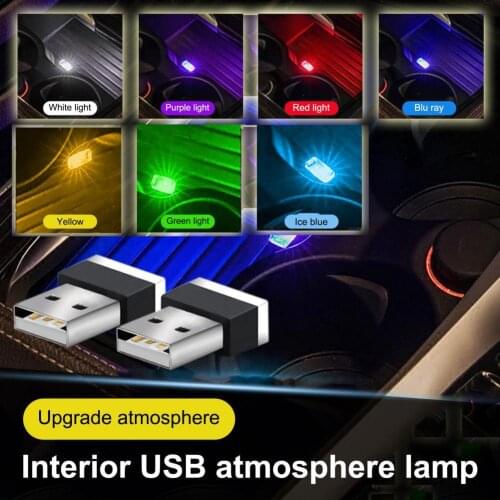 1PC 7 Color USB Mini Universal LED Car Foot Light Convenient Interior Atmosphere- Decorative Lamp Ambient Lamp