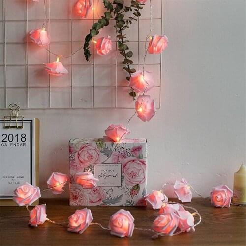 10/20/40LEDs Rose String Lights USB/Battery Operated Flower Fairy Lights Christmas Garland For Valentine Wedding Part Decoration