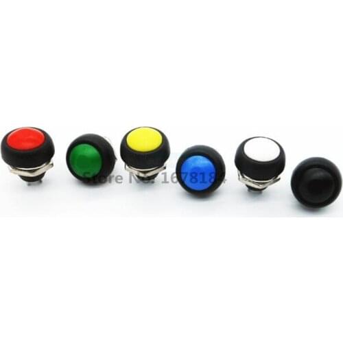 10PCS 6 Colours Mini Non Locking Push Button Switch PBS-33B Waterproof Switch 12mm Reset Button Switch