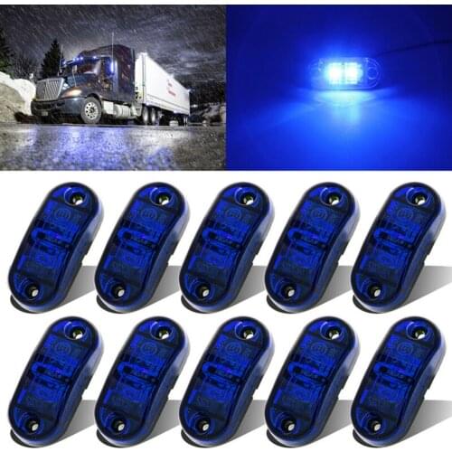 10 Pc Blue LED Side Marker Light Camping Trailer Truck Lamp Waterproof 12V-24V Auto Side Marker Lights