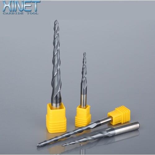 1pcsR0.25/R0.5/R0.75/R1/R2 2F HRC55 4mm&6mm shank Tungsten solid carbideTapere Ball Nose EndMill milling cutter wood knife tools