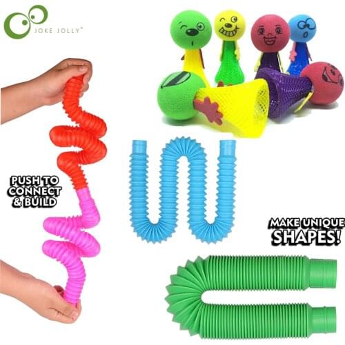 5Pcs Fly Man Fiddle Kids Jump Bounce Elf Children Adult Funny Sensory Toy Pop Tubes Sensory Fidget Toys Fidget Tube Toys WYW