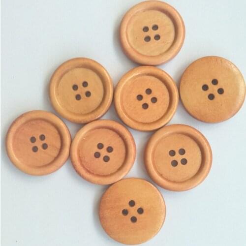 50pcs 25mm Decorative Buttons Wooden Botones 4 Hole Fabrics Sewing Buttons for Clothing Accessories Botones Para Manualidades