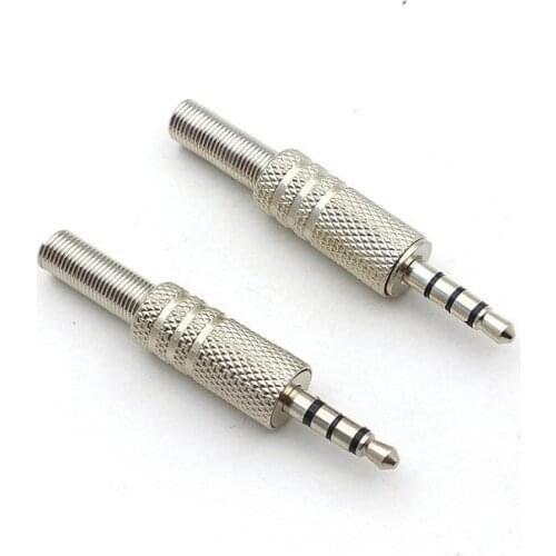 50pcs Metal Stereo 4 Pole Male 3.5mm Jack Plug Audio connector headphone