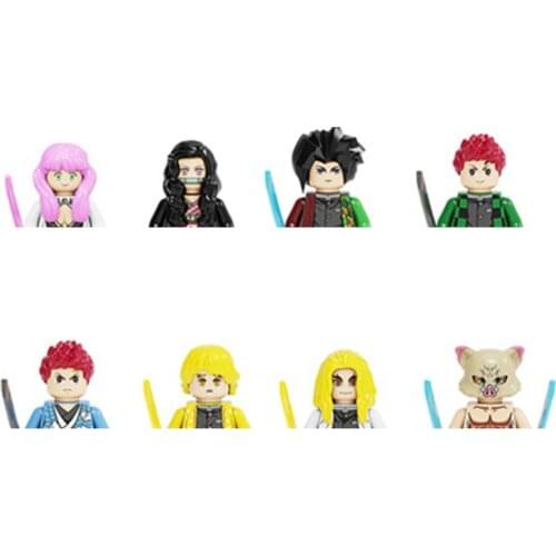 8PCS/Set Japanese Anime Demon Slayer Building Blocks Kamado Nezuko Tanjirou Bricks Figures For Children Gift Toy PG8291